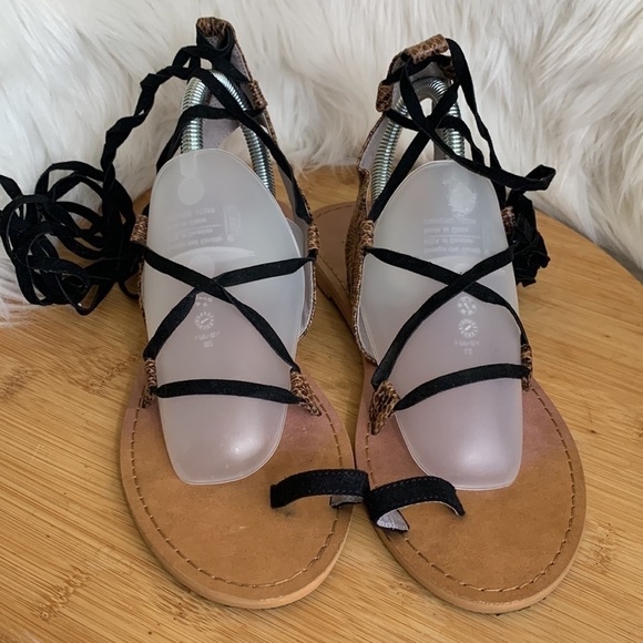 Free People x Faryl Robin Snake Maddox Gladiator Vegan Leather Lace Up Sandals - Picture 2 of 9